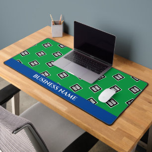 Votre motif de logo, nom de l'entreprise, bleu et
