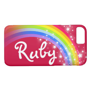 Votre nom 4 lettre arc-en-ciel rouge coque iphone
