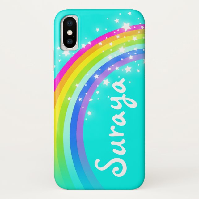 Votre nom 6 lettre arc en ciel aqua coque iphone (Dos)