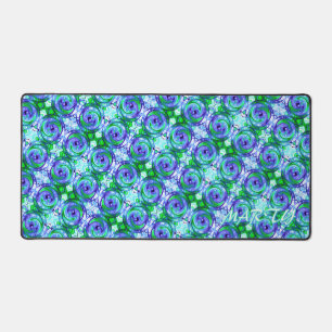 Votre nom bleu vert forme organique motif répétiti