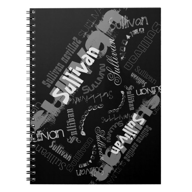 Votre nom comme votre noble carnet en spirale noir (Devant)