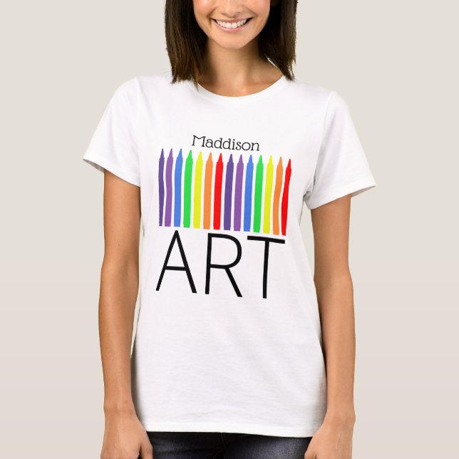 Votre nom, crayons de couleur vive, T-shirt ART (Devant)