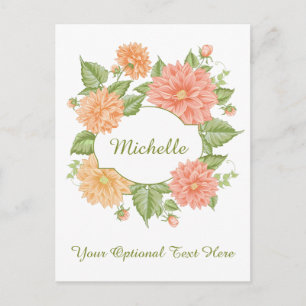 Votre nom dans un cadre de fleurs carte postale pe