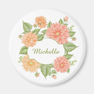 Votre nom dans un cadre de fleurs magnets