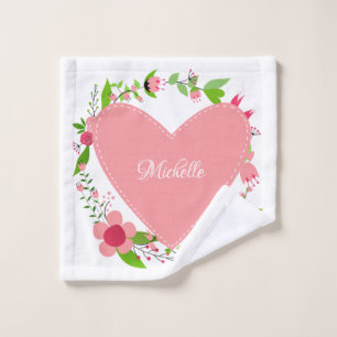 Votre nom dans un tissu de lavage de coeur