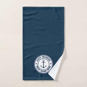 Votre nom de bateau Nautical Blue blanc Ancre Capi