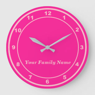 Votre nom de famille sur une horloge murale ronde 