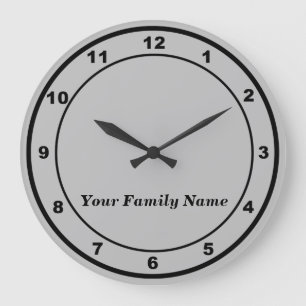 Votre nom de famille sur une horloge murale ronde