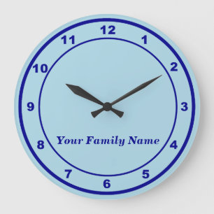 Votre nom de famille sur une horloge murale ronde 