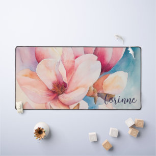 Votre nom Élégant Magnolia Rose Fleurs