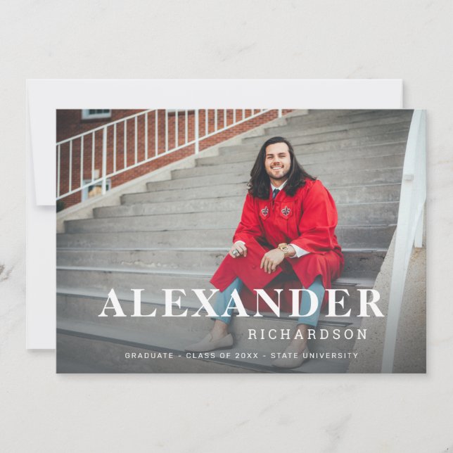 Votre nom et photo Diplômé Faire-part M 2 (Devant)