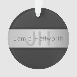 Votre nom et votre monogramme   Gris & Faux Silver