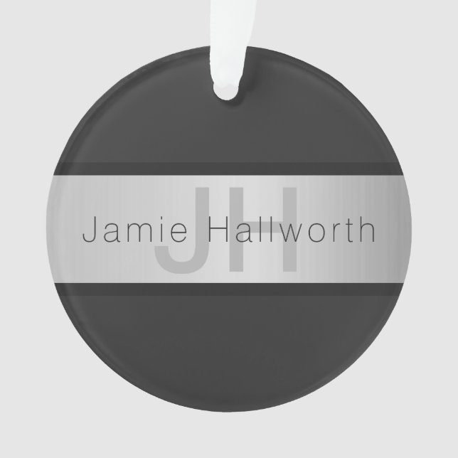 Votre nom et votre monogramme | Gris & Faux Silver (devant)