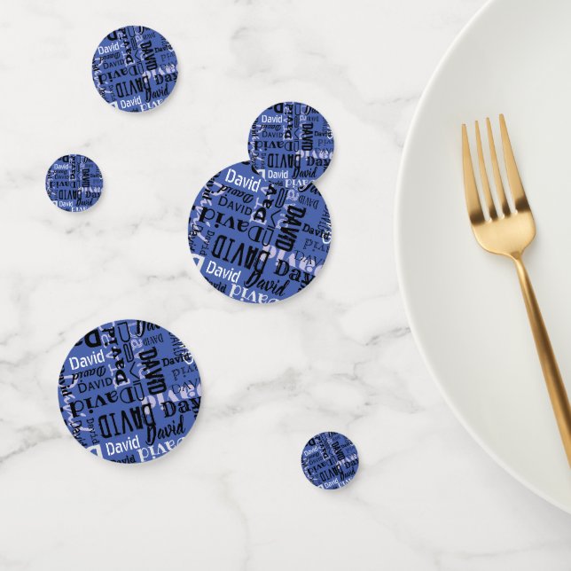 Votre NOM Fête Personnalisable Confetti Blue Mans (Groupe)