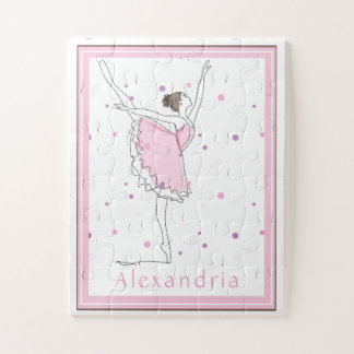 Votre nom ici Pink Ballerina Polka Dot Puzzle