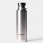 Votre nom Modern Masculine Bouteille d'eau d'argen<br><div class="desc">Personnalisez cette bouteille d'eau moderne et masculine avec votre nom dans une police élégante et audacieuse.</div>