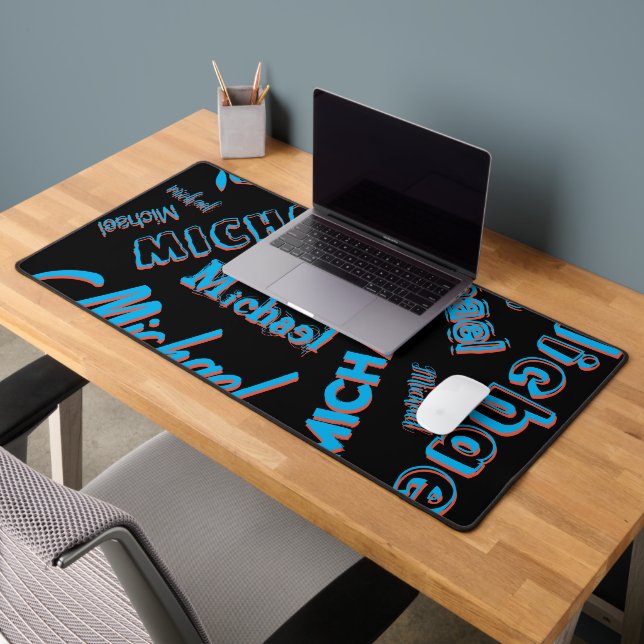 Votre nom motif monogramme bleu rouge noir couleur (Bureau 2)