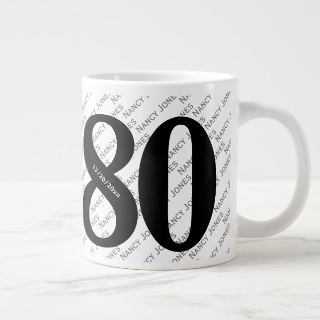 Votre nom Motif - Noir & Blanc - Bold 80 Mug (Droite)