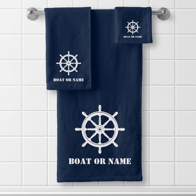 Votre nom ou bateau Navires nautiques Roue Helm Bl (Créateur téléchargé)