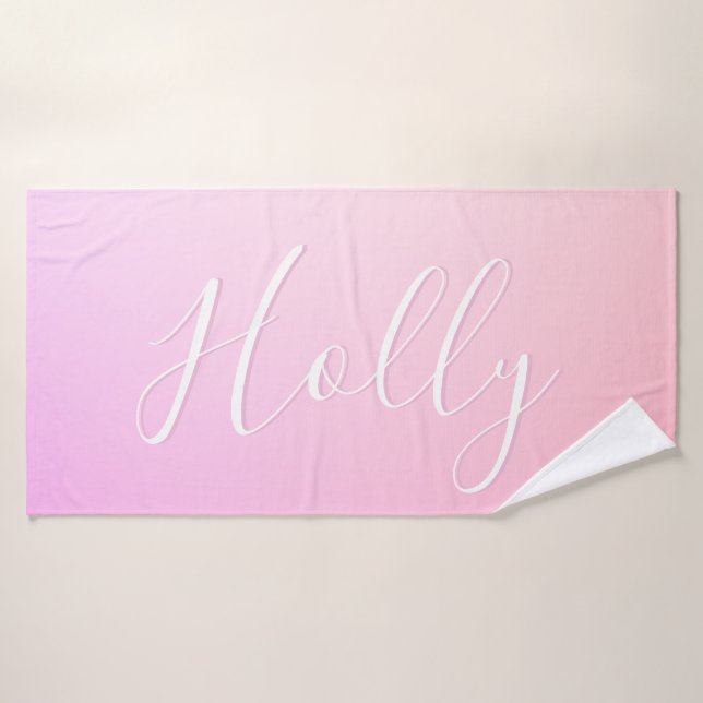 Votre nom ou mot | Pink Ombre Gradation (Serviette de bain)