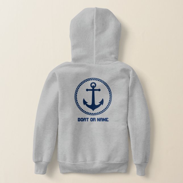 Votre nom ou nom de bateau Sea Ancre Marine & Grey (Couchage Retour)