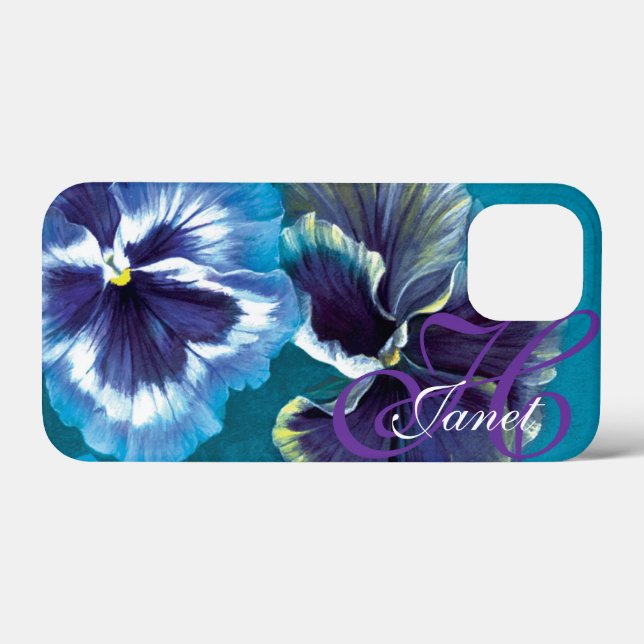 Votre nom Pansy fleoral aqua coque iphone (Verso (horizontal))