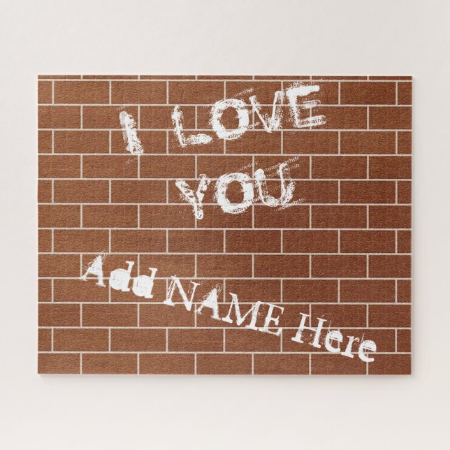Votre nom Puzzle - Un mur en briques - Je vous aim (Horizontal)