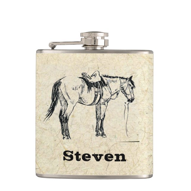 Votre nom sur ce flacon sellé de cheval (Devant)
