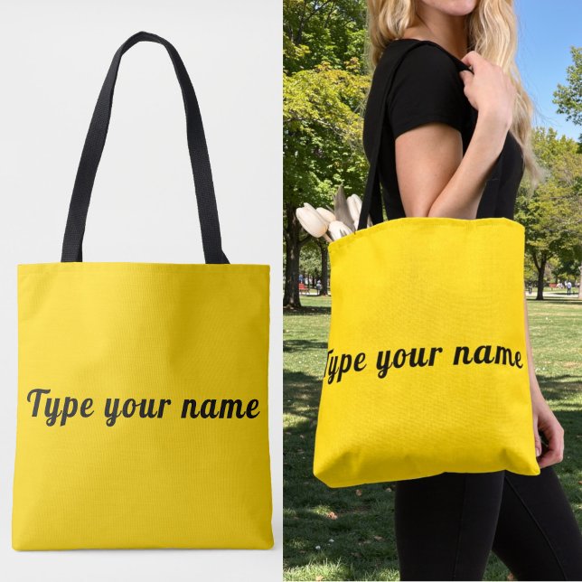 Votre nom sur sac cabas jaune (Yellow tote bag with your name)