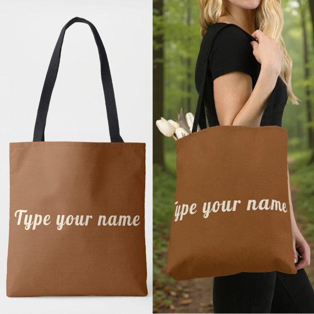 Votre nom sur sac cabas marron (Brown tote bag with your name)