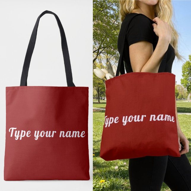 Votre nom sur sac cabas rouge (Red tote bag with your name)