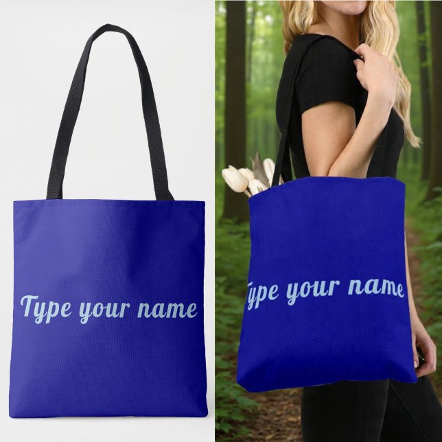 Votre nom sur sac fourre-tout bleu (Blue tote bag with your name)
