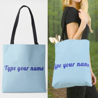 Votre nom sur sac fourre-tout bleu clair