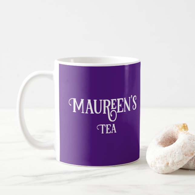 Votre nom Tea pourpre ou Mug de café (Avec donut)