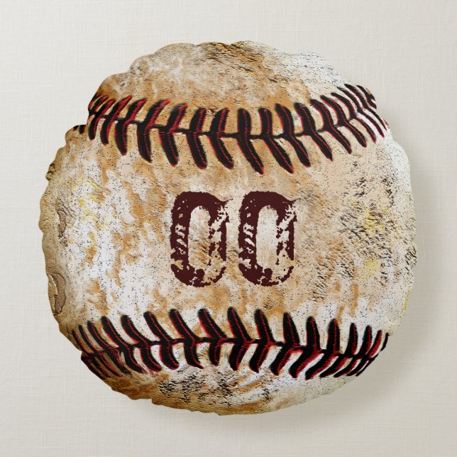 Votre NUMÉRO DE MAILLOT Coussin de baseball vintag (Devant)
