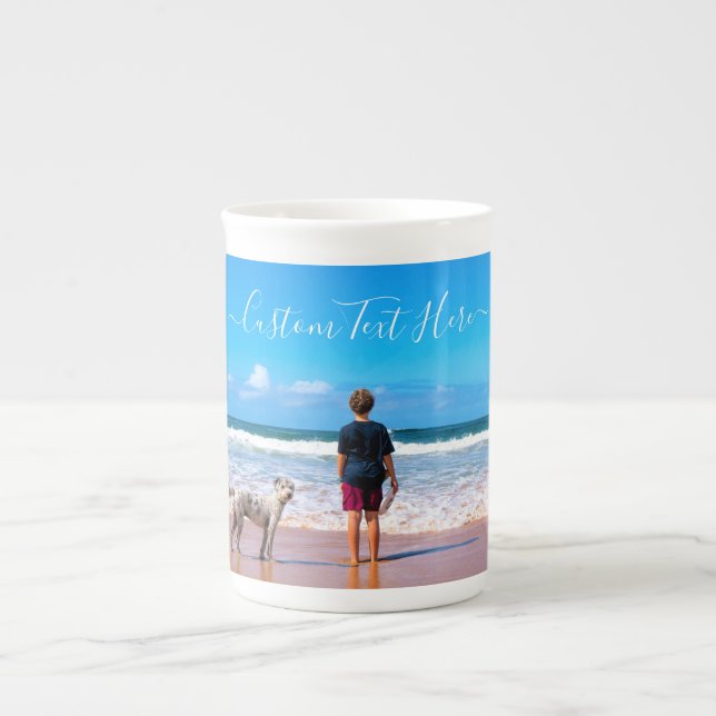 Votre photo Bone China Mug avec texte personnalisé (Devant)