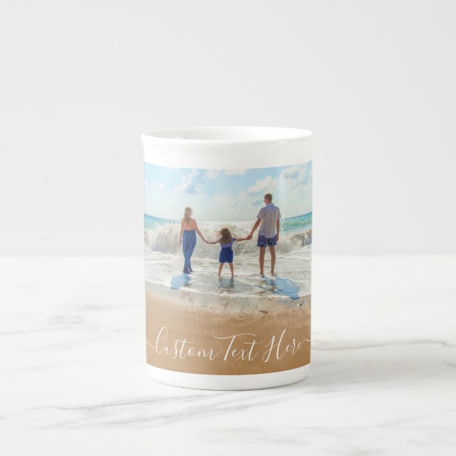 Votre photo Bone China Mug avec texte personnalisé (Devant)