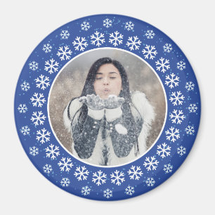 VOTRE PHOTO dans un aimant de cadre de flocon de n