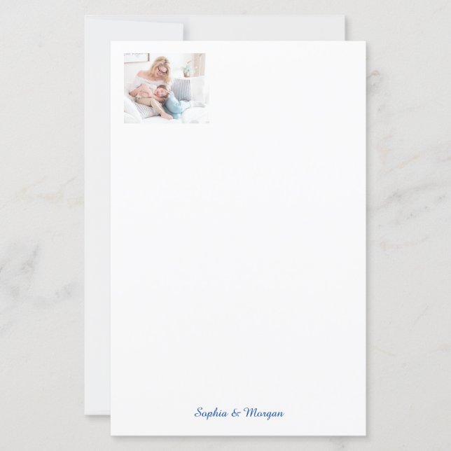 Votre photo et nom(s) en Script bleu (Devant)