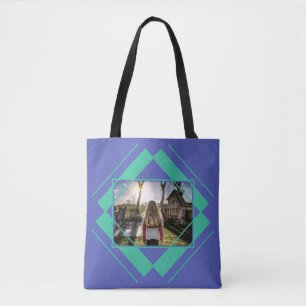 VOTRE photo et votre monogramme Sacs Motifs géomét