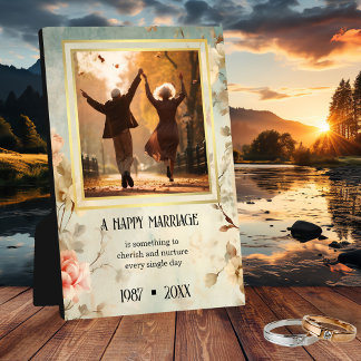Votre photo Floral Gold Citation Anniversay Plaque