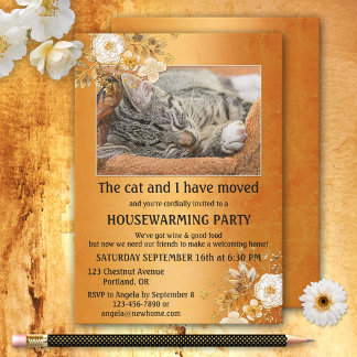 Votre Photo Gold Moving Houseécher Invitation