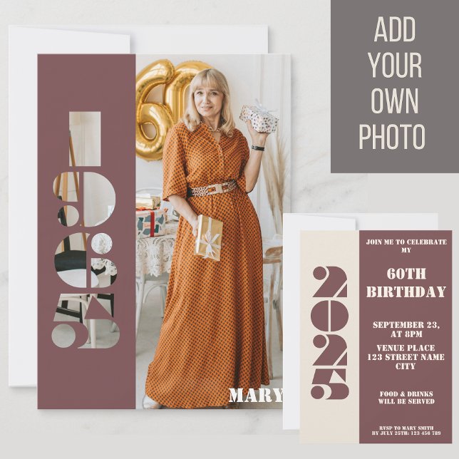 Votre photo Invitation d'anniversaire 61 ans née e (Créateur téléchargé)