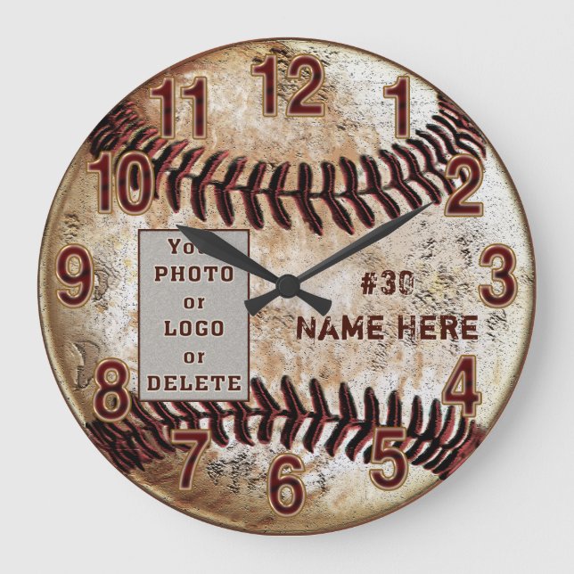 Votre photo ou logo Horloge de baseball personnali (Recto)