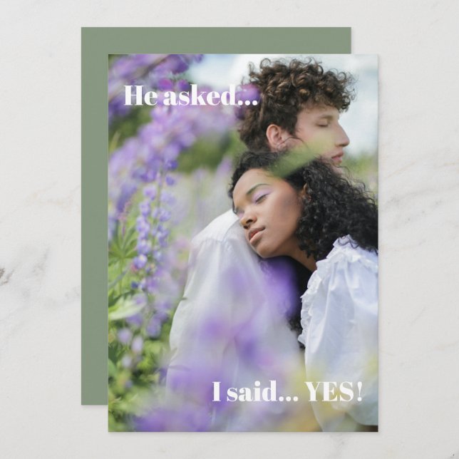 Votre photo Sage Green Engagement Party Invitation (Devant / Derrière)