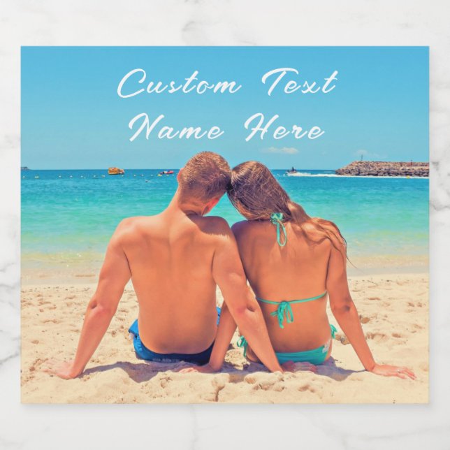 Votre photo Sparkling Wine Étiquette avec texte pe (Étiquettes simples)