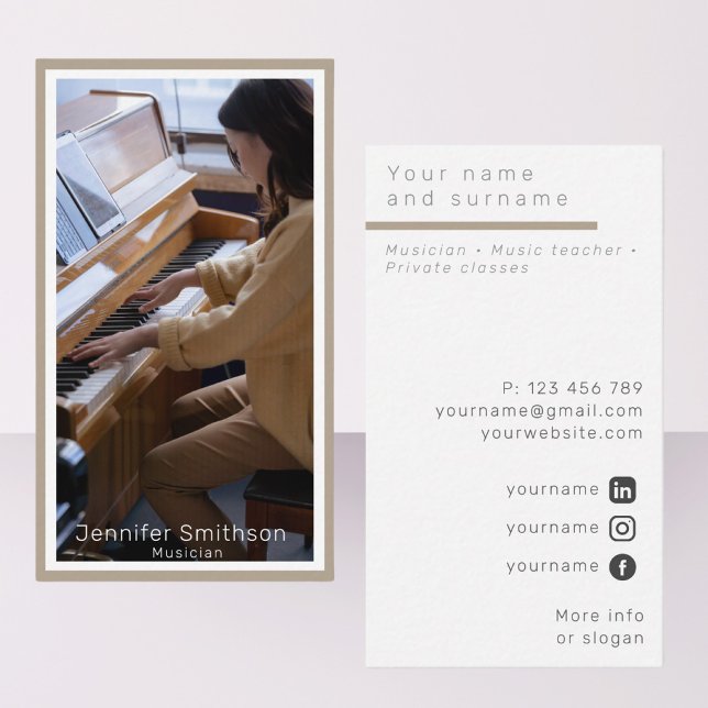 Votre pianiste musicien photo encadré Carte de vis (Créateur téléchargé)