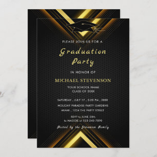 Votre propre design Black Gold Graduation Invitati