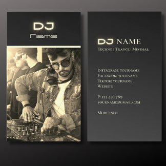 Votre propre DJ photo techno Carte de visite or