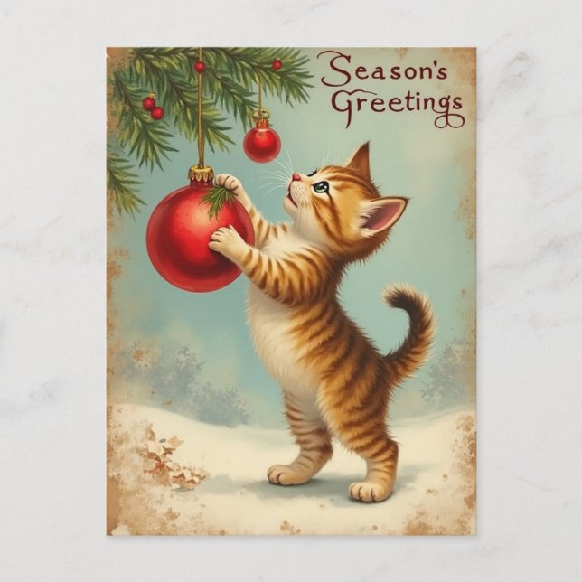 Votre propre texte Carte de vœux de Noël Chaton (Devant)
